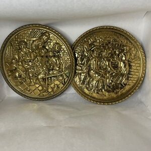 Peerage Brass Vintage Wall Hangings, Made In England, Set Of 2
